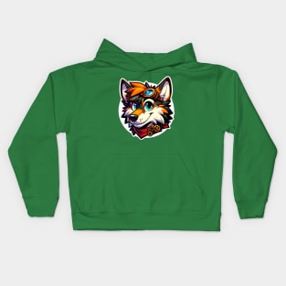 Steampunk Anthro Furry Wolf Art Kids Hoodie